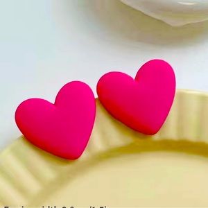 Pink Heart Statement Earrings Resin Hypoallergenic Valentine’s Day gift